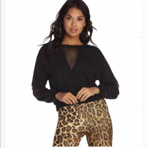 Windsor crop top sweater‎ with mesh details